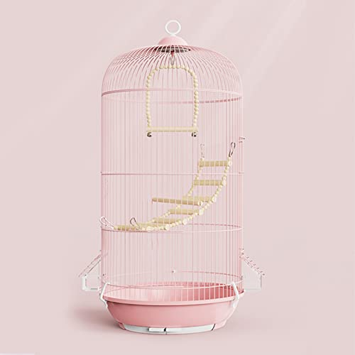 xixi-home Vogelkäfig für Papageien, groß, Metall, mit Spielzeug für kleine Vögel, Wellensittiche, Nymphensittiche, Kanarienvögel, Sonnenquaker, für drinnen und draußen, 33 x 73 cm, Rosa