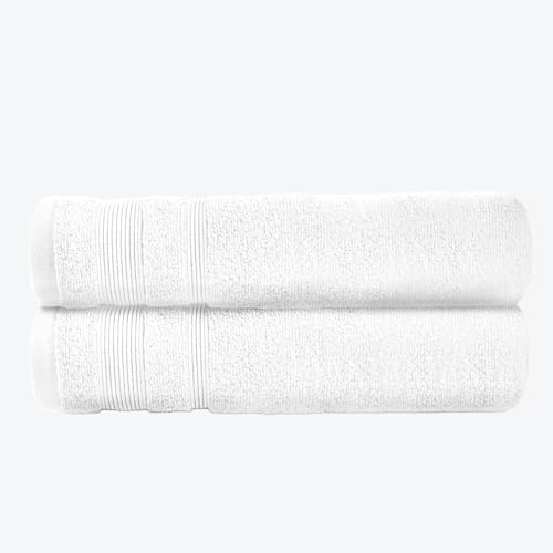 Allure Zero Twist Bath Sheet Set, Extra Large Bath Towel, Pack of 2, 100 x 150cm, 100% Egyptian Cotton (White)