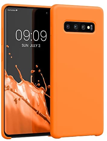 kwmobile Hülle kompatibel mit Samsung Galaxy S10 Plus / S10+ Hülle - Silikon Handy Case - Handyhülle weiche Oberfläche - kabelloses Laden - Fruity Orange
