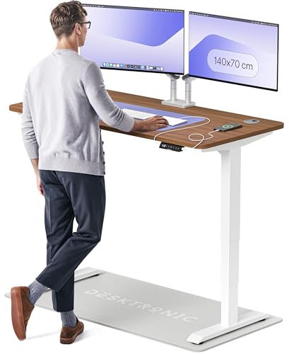 Desktronic HomePro Höhenverstellbarer Schreibtisch 140 × 70 cm – Elektrischer Schreibtisch Mit Zwei Elektrischen Motoren, Touchscreen-Steuerung und Integrierten USB-A- und USB-C-Ladeanschlüssen
