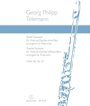 Zwölf Fantasien für Viola da Gamba ohne Bass TWV 40:26–37 (arrangiert für Flöte solo). Spielpartitur