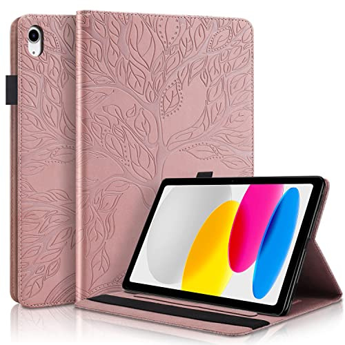 Succtopy Case for iPad 11th Generation (A16) 11 Inch 2025, iPad 10th Generation 10.9 Inch 2022 Folio Flip PU Leather Cover with Pen Holder Protective Tablet Case with Stand Function Rose Gold