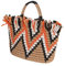 Borsa a tracolla da donna in paglia vintage, fatta a mano, grande, in tessuto, Arancione, Chic, elegante, vintage