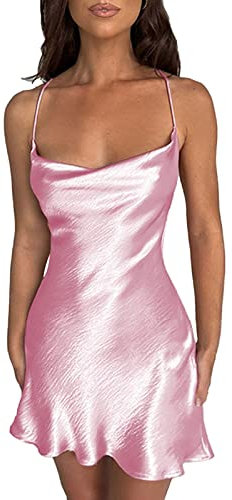 Générique Ladies Temperament Casual Backless Short Skirt Design Sense Bag Hip Suspender Skirt Robe De Demoiselle D Honneur Rose Pale