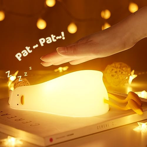 MAGOHMT Existential Crisis Duck Lamp - 3-Level Dimmable Rechargeable Night Light for Kids Breastfeeding & Nursery | Silicone, Touch Control & Lying Flat Design, Toddler Room Safe (Ducky Lay Lamp)