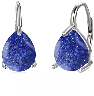 POPLYKE Teardrop Lapis Lazuli Leverback Ohrringe für Damen 925 Sterling Silber Lapis Lazuli Ohrringe Dezember Geburtsstein