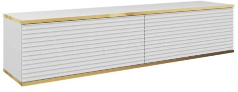 Meuble TV en or 135 cm suspendu, différentes couleurs, meubles de salon, style moderne (blanc II)
