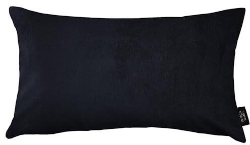 McAlister Textiles Matter Samt Knife Edge | Sofakissen mit Füllung in Schwarz | 60 x 40cm | erhältlich in 25 Farben | griffester Samt | pralles Samtkissen
