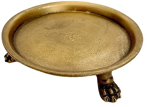 Hapton House 100% Solid Brass Clawfoot Dish - Pedestal Dish - 4.6 in - Candle Dish - Candle Holder - Candle Stand - Jewelry Dish - Jewelry Holder - Perfect for Wax Candles, Jewelry, Rings, Trinkets