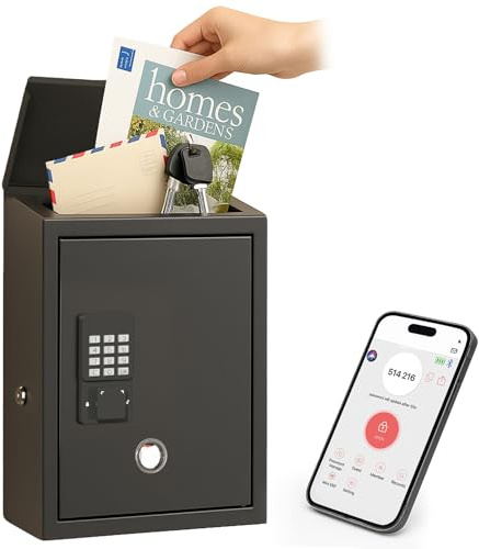 DiDiHere Briefkasten mit elektronischem Schloss, verschließbare Briefkästen für Haus, Wandmontage, Business-Vorschlagsbox, Schlüssel-Drop-Box, einmaliger Code/Permanentcode