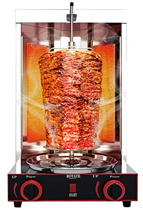 Generic Eléctrica Doner Kebab Máquina vertical Asador de carne Gyro con 2 quemadores para cocina comercial doméstica - Ajuste de temperatura 50-300 ℃