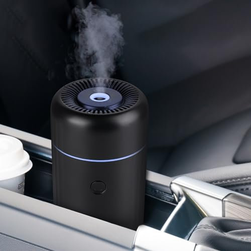 Car Essential Oil Diffuser, Mini Car Diffuser Humidifier 100ml, Car Diffuser Air Freshener with 7-LED Color Changing Light, Auto-Off Function,USB Portable Humidifier for Car, Office, Home (Black)