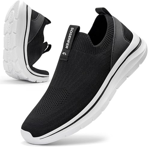 Sosenfer Slip On Sneakers Uomo Ultraleggero Senza Lacci Scarpe Sportive Scarpe da Ginnastica Scarpe da Corsa Traspiranti Antiscivolo per Sport, Tempo Libero, Fitness, Jogging, Camminare-HEIBAI-45