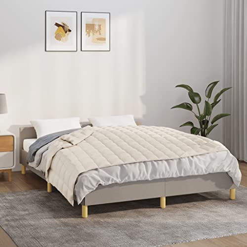 Coavain Gewichtsdecke 122x183 cm 9 kg Bettdecke Heavy Blanket for Deep Sleep Entspannungsdecke Atmungsaktive Schlafdecke Weighted Blankett Anti Stress Helle Cremefarbe Stoff