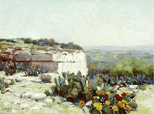 WACTWJNA Pittura ad Olio Arte Poster e Stampe Vintage Quadri Moderni Fico d'india in fiore di Julian Onderdonk per la Decorazione Della Parete 60x90cm