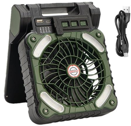 Solar Powered Camping Fan | Solar Camping Fan | Rechargeable Solar Fan | 10000mAh Solar Fan With Multiple Speeds, Rechargeable Portable Desk Fan With Solar Power, Portable Solar Fan For Camping