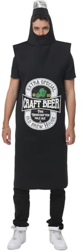 MUWO Bierflasche Unisex Kostüm MIESEPETER – 100% Polyester, Mit Kronkorken-Kapuze, Für Damen & Herren, Ideal Für Oktoberfest, Volksfeste & Karneval, Bequeme Passform (Schwarz)