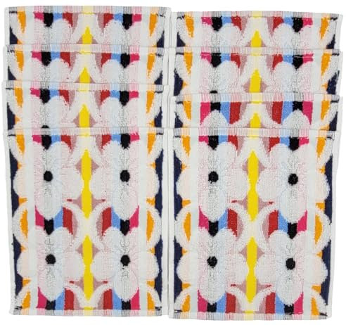 Ilkadim Export Lot de 8 gants de toilette 100 % coton, 23 x 25 cm, gants de toilette, doux au toucher (violet, jaune, orange, ua (yildiz))