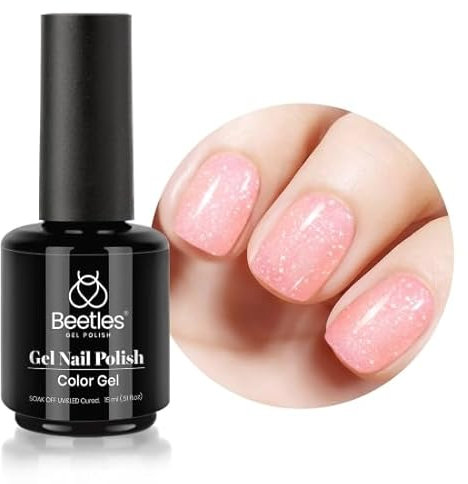 Beetles 15 ml Gel UV Vernis à ongles Jelly Pink, Vernis à ongles Rouge éthérée Rose Transparent UV LED Manucure Salon de manucure DIY Gel Nail Art Design pour débutants
