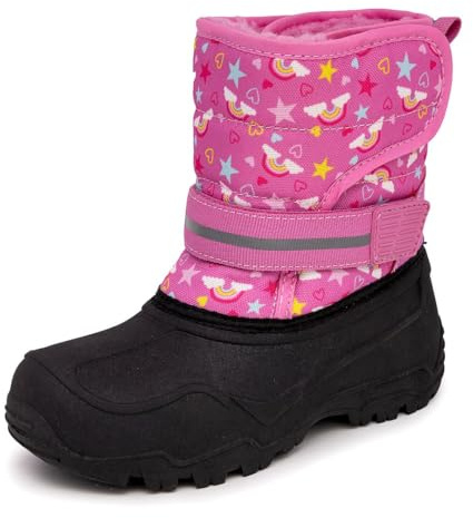 LONDON FOG Dex Boys and Girls Snow Boots - Insulated Waterproof Winter Kids Snow Boots - Toddler Little Kid and Big Kid Size Winter Boots for Boys and Girls Pink Multi toddler 6