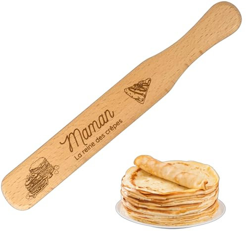ERNESTINE - Wooden crepe spatula Maman - Gift idea Mum and Dad - Pastry accessory for pancakes and cakes - kitchen spatulas pancakes - kitchen tool - crepe accessories - crepe utensils