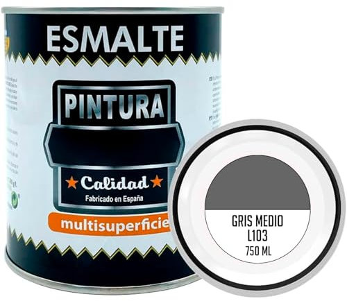 AC - Bote de Pintura Esmalte - Fabricado en España - Ideal para Cualquier Superficie, Madera, Plástico, Cristal o Cemento - Capacidad de 750 ML - Gris Medio (L103)