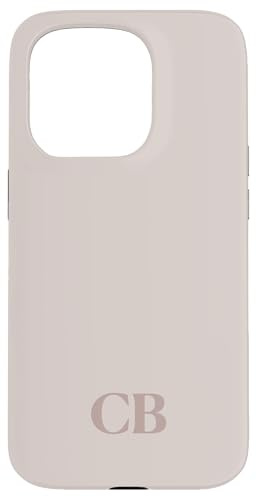 Initialen CB Name Monogramm C B Letter Lite Beige Ivory Tough Hülle für iPhone 15 Pro