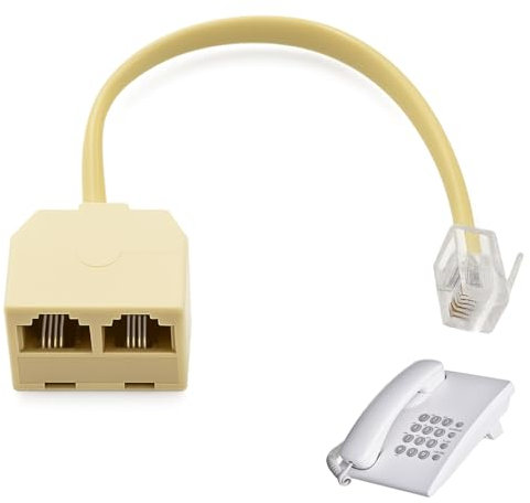 Huybaa Cable adaptateur rj11 telephone fixe pour box,doubleur rj11 Convient Téléphone et Fax,pour cable telephone fixe,prise telephone avec Répartiteur de Prise RJ11 6P4C