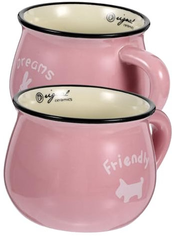 UKCOCO 2pezzi Tazze Colazione in Ceramica Mug Creativi Per Caffè Latte e Succo Design Semplice e Resistente Per Uso Quotidiano