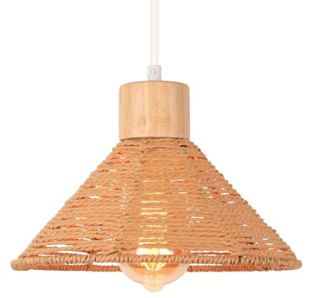 LIGKIN Suspension Luminaire Industriel Vintage Lustre en Métal et Corde, E27 Lampe à Suspension Rétro Éclairage de Plafond pour Restaurant Salon Chambre