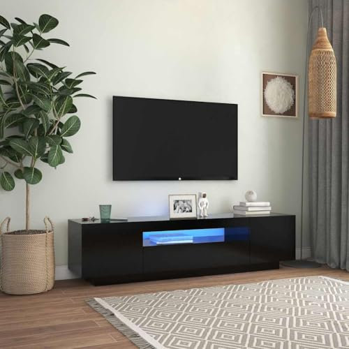 Emmtore Mueble de TV con Luces LED Negro 160x35x40 cm