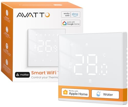 AVATTO Smart Thermostat Matter Wasser Fussbodenheizung WiFi Raumthermostat Digital Heizungsthermostat Kompatibel mit Homekit，Alexa, Google Home，SmartThing