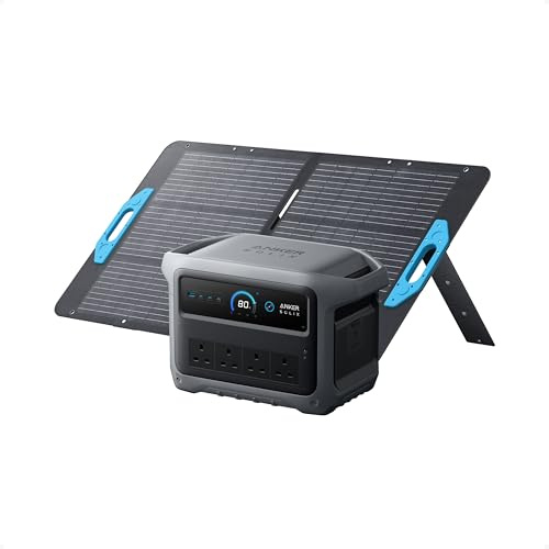 Anker SOLIX C1000 Gen 2 stazione di energia portatile con pannello solare da 100W, generatore solare da 2000W (picco 3000W), ricarica completa in 49 minuti, batteria LiFePO4 da 1024Wh per backup domes