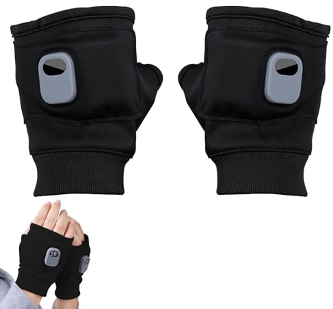 Qawner USB Beheizte Handschuhe, Beheizte Handschuhes Fingerlos für Frauen Mann, 2000 mah Wiederaufladbare Beheizte Handschuhe ohne Finger,Arbeit Touchscreen Handschuhe für Damen Herren (Schwarz)