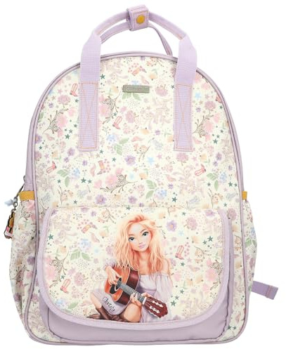 Depesche 13672 TOPModel Cowgirl - Rucksack in Lila und Creme, mit Model Motiv und Blumen-Muster, Tasche mit verstellbaren Trägern