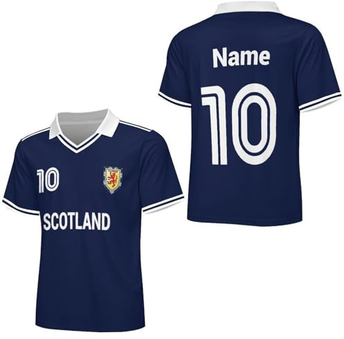 Personalisiertes 2026 Fußball Schottland T-Shirt, Erwachsene Kinder Fußballtrikot Individualisierbar Namen & Nummer, Drucken Fans​ Fussball Trikot Sport Training T Shirt Schottland 1#