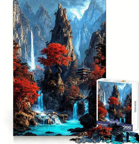 Sanctuary of The Crimson Falls 1000-teiliges Puzzle für Teenager Fördert Erinnerung und Entspannung Hochwertige Verarbeitung (38x26cm)