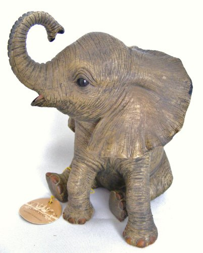Lesser & Pavey Baby Elephant Statue Figurine for Home & Office | Out of Africa Elephant Ornaments | Home Decor Elephant Gifts for Women & Men | Living Room Decor African Ornaments