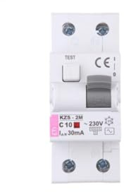 Fehlerstromschutzschalter 2P 10A C 0,03A Typ AC KZS-2M 002173122