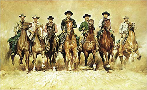 empireposter Casaro Renato The magnificent Seven Kunstdruck mit Leinenprägung Gemälde glohreiche Sieben 100x61cm