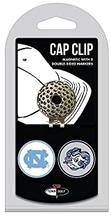 Team Golf NCAA North Carolina Teerabsatz-Kappenclip mit 2 Golfballmarkern, Golfkappen-Clip mit 2 abnehmbaren, doppelseitigen Emaille-Magnetballmarkern, lässt Sich leicht an Hüten befestigen