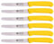 GRÄWE Coltelli da Tavola in Acciaio Inox, Set da 6, Set di Coltelli per Pane da 6 Pezzi, Coltelli per Pane, Coltelli da Colazione con Lama Seghettata, Coltelli da 21 cm - Giallo