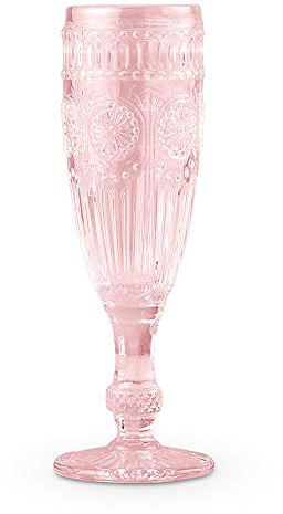 Weddingstar Champagne Flute Pink Vintage Style Pressed Glass