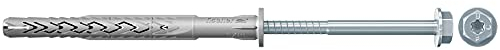 Fischer Tasselli Prolungati SXRL 10x120 FUScon Vite Testa Esagonale Acciaio Zincato, Torx, per Installazioni Passanti su Calcestruzzo, Mattone Pieno e Forato, 522721