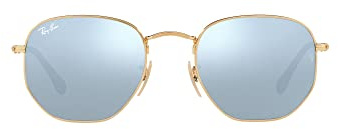 Ray-Ban Unisex RB3548N Hexagonal Flat Lens Hexagonal Sunglasses, Gold/Copper Flash, 48 mm