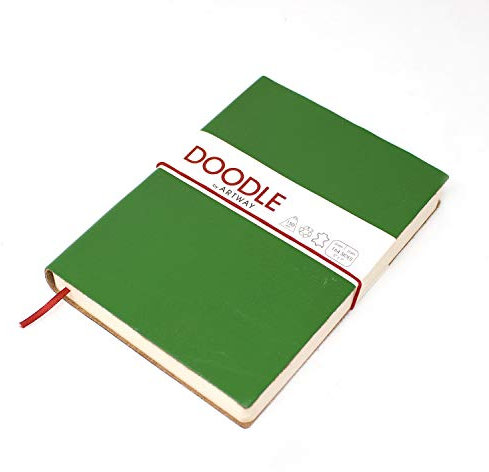 Artway Indigo Doodle - Avocado Grün Leder Journal/Skizzenbuch - 175mm x 125mm - 164 Blätter/82 Seiten aus 150gsm Kartuschenpapier