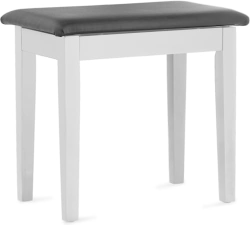 Stagg PBF23 WHM SBK Fixed Height Piano Bench with Storage Compartment - Matte White with Black Vinyl Top