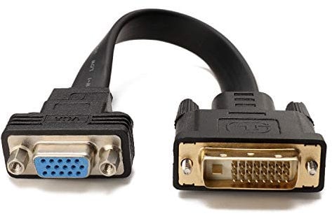 CableDeconn Active DVI-D Dual Link 24+1 Cavo da maschio a VGA femmina E0207, cavo adattatore convertitore piatto 15CM M/F Linea piatta.