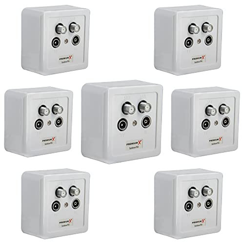 Premium X 7X Toma de satélite PX4 Toma de 4 vías Toma de Antena Twin Clase A Toma de satélite 2X Sat 1x Radio 1xTV | En Pared + en Pared