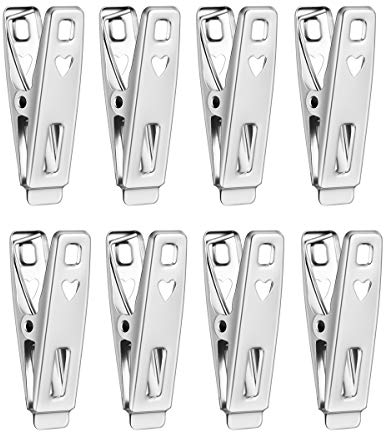 BESTOMZ 40pcs Stainless Steel Clothes Pegs Metal Clips Socks Clips Clothes Pins Multifunctional Clothing Clamps